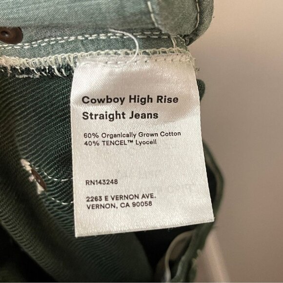 Reformation Emerald Green Cowboy High Rise Straight Jeans Size 30 - Picture 2 of 4
